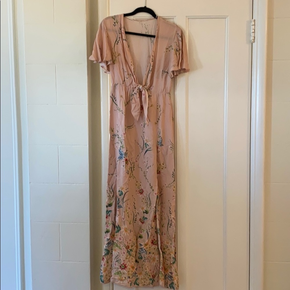 Zara light pink floral maxi dress
